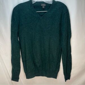 Dark green J.CREW ITALIAN CASHMERE crew neck knit sweater XS luxury casual
